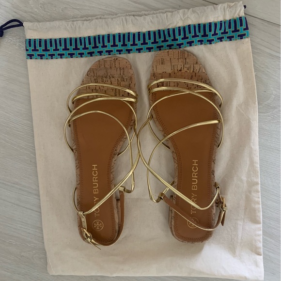 Tory Birch Gold Sandal size 9 - Picture 1 of 2